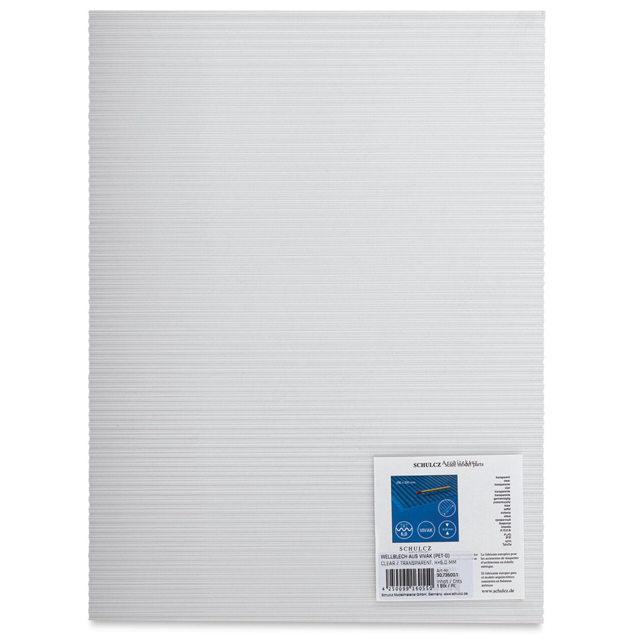 Schulcz Structured Plastic Sheet - PET-G, Transparent, 6 mm, 7-5/8" x 11-3/4"